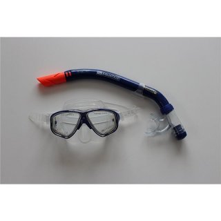 Miami Dry Aquatics Profi Tauch- & Schnorchel Set blau  +Ausblasventil + Spritzschutz